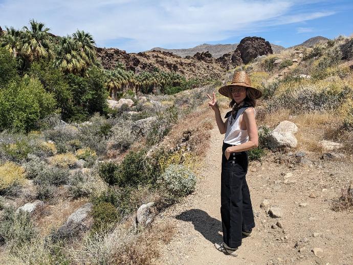 Amy on a hike thru Andreas Canyon on the breathtaking land of the Agua Caliente Band of Cahuilla Indians in Palm Springs, CA